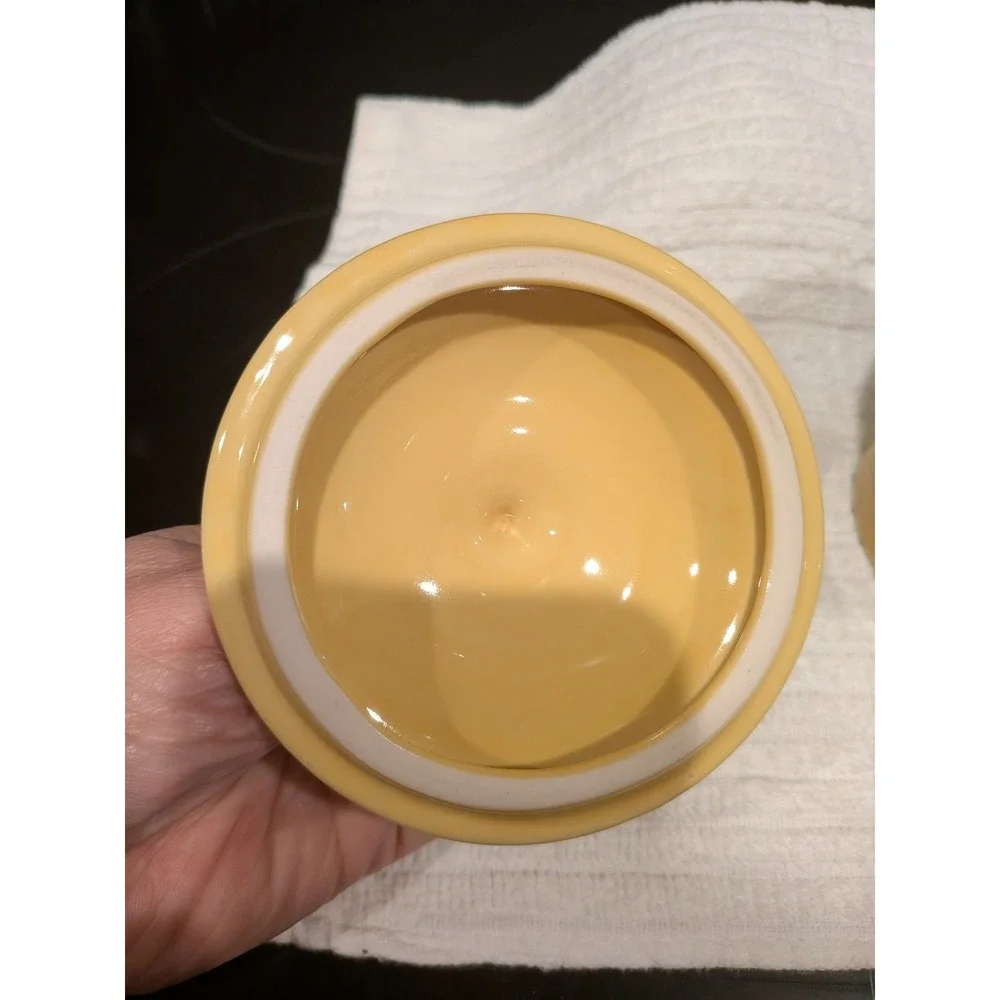 Fiesta Yellow Ceramic Jar w/ Lid Solid Round Art Deco 5.5 in Retired Sunflower